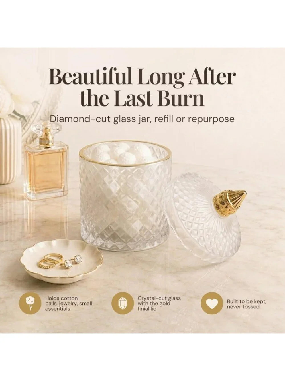 Luxury Scented Candle Gift - Queen of the Night Fragrance, Elegant Glass Jar, 80